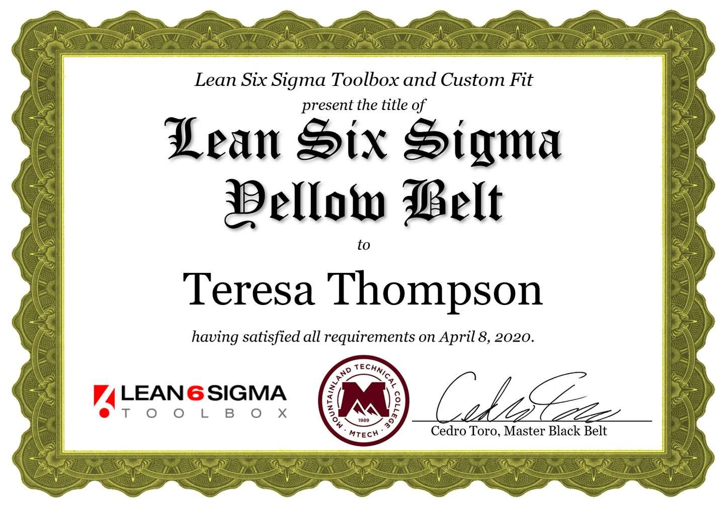 Lean Six Sigma Yellow Belt